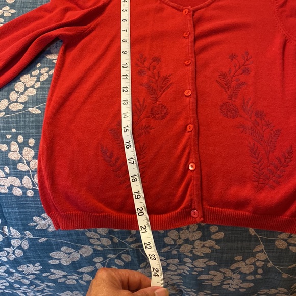 Express Red short length button down sweater - Picture 2 of 10